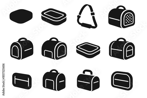 Vector flap bag shoulder pocket arc carrier pet strap ridge travel icon