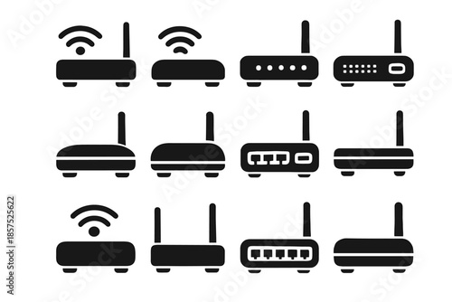 Top smooth port wireless icon signal cavity vector router bar antenna strip