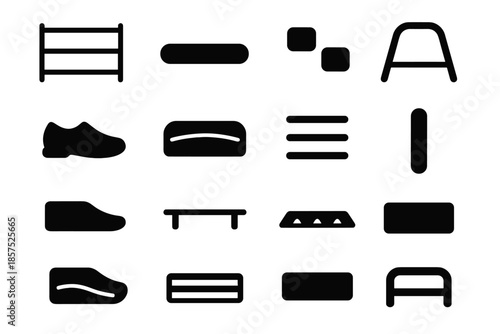 Vector smooth frame edge organizer icon shoe icons compact rack support closet