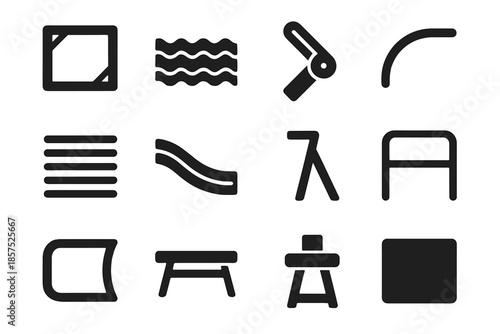 Slab rails connector icon rack vector tile stabilizer icons foldable panel hinge