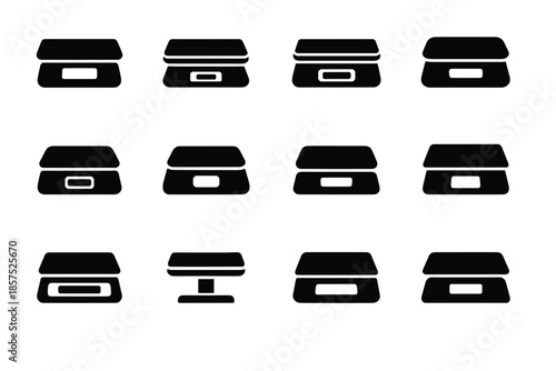 Rounded contour band strip scale icon tray support ingredient ridge bar vector