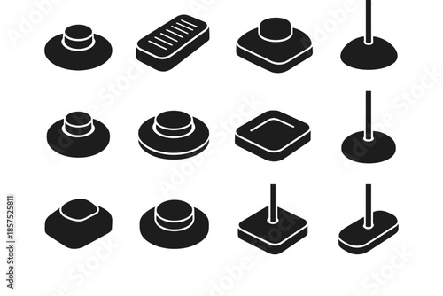 Rounded bar piece press modern vector slab floor pad lamp icon grip