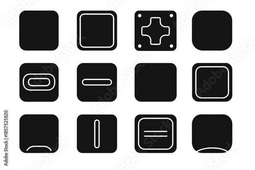 Rounded contour lamp support frame arc cavity set compact mount icon vector