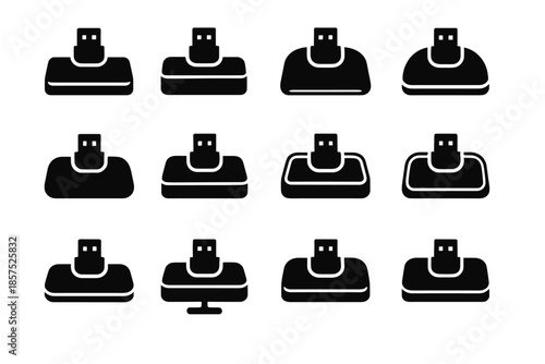 Contour modern smooth tile icon panel usb vector bar arc line slab