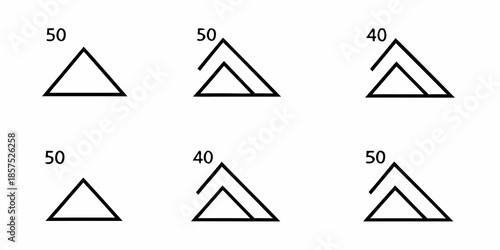 A visual representation of six black triangles with varying orientations