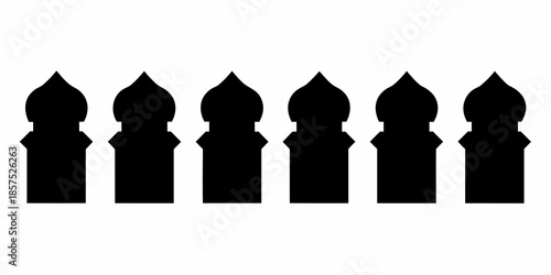 Black silhouette of a picket fence with pointed tops simple design