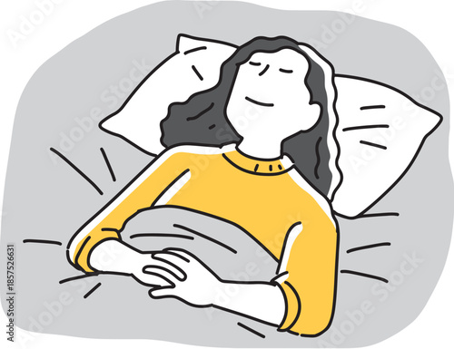 布団で寝る女性