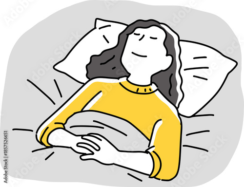 布団で寝る女性