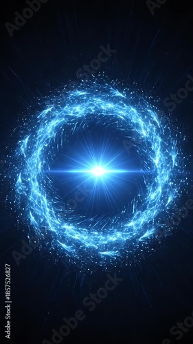 Abstract Blue Swirling Energy Ring with Bright Center Light