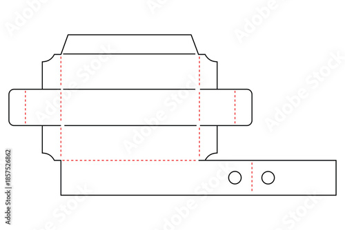 Long box packaging die cut editable template design