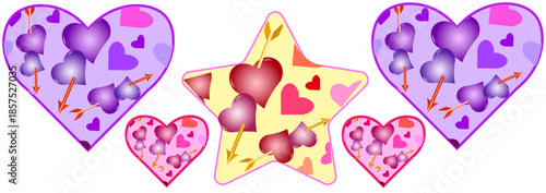 Hearts and a star in a heart pattern