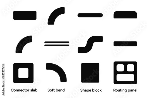 Strip bend vector routing guide block arc slab icons icon flexible cable