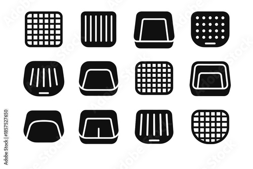 Edge slab icon litter mount scoop mesh plate arc ridge strip vector