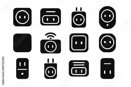 Compact rounded plug prong icons smart icon edge ridge slab arc vector