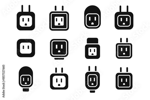 Smart tile housing vector smooth arc plug support slab icon compact edge