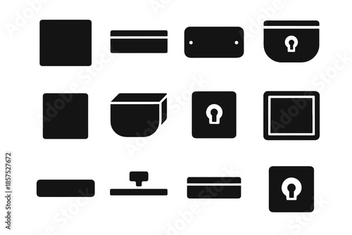 Panel drawer compact strip slab icon mount under vector frame plate desk