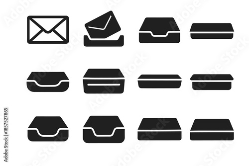 Tile vector symbol slot envelope outline icon flat panel icons tray line