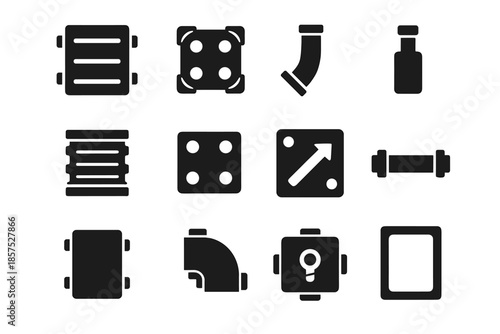 Modular segment steamer piece tile vector icon block ridge heater components system