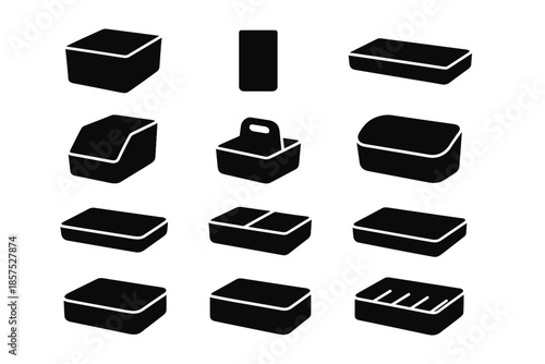Icon shallow long icons panel bin tray box organizer vector slab caddy