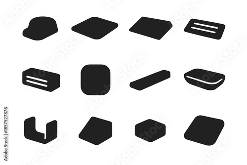 Modern base corner slim icon bar mini tray wedge vector desk pad