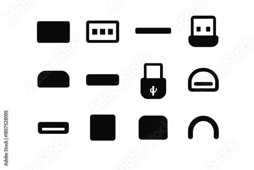 Usb icon slab tiny vector panel set strip plate arc shape piece