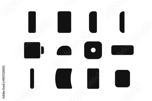 Piece trigger door bar narrow icon window magnet slab tile vector shape