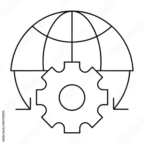 Global system settings icon representing international business process management and technical support solutions