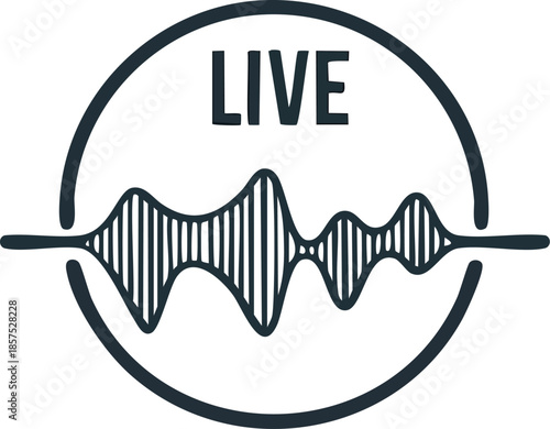 Audio Waveform Inside a Circle, Representing Live Sound and Music