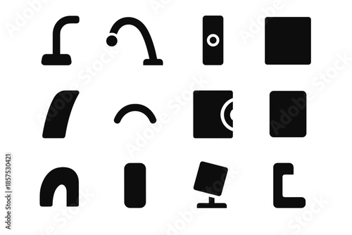 Curve segment icon strip joint set tile slab smooth vector panel modern