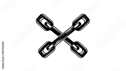 Crossed Heavy Duty Metal Chain Links Illustration.