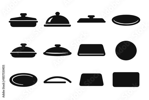 Vector tile circle icon lid silhouette icons slab piece contour panel plate