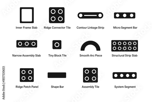 Segment patch tile grocery arc icon slab vector structural inner piece bag