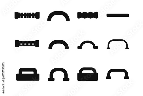 Vector bar unit narrow arc micro handle icon grip line slab