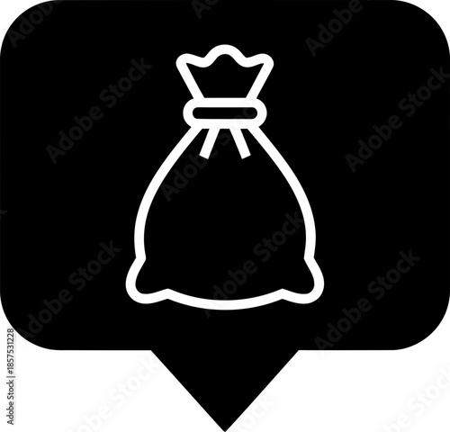 Treasure bag icon or pouch sack symbol, money or gold bag outline sign. Vector illustration for application, website, infographic element