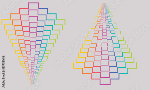 multi color arrow up and down direction on light background