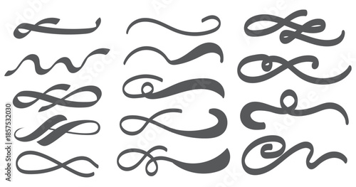 Black squiggle brush scribble underline. Marker pen emphasis highlight red swoosh stroke. Vector swoosh brush underline set for accent, marker emphasis squiggle element. Vector stock illustration