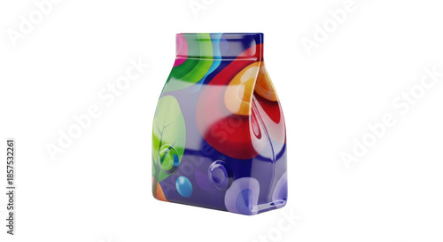 Colorful Abstract Patterned Packaging Bag Isolated on White Background