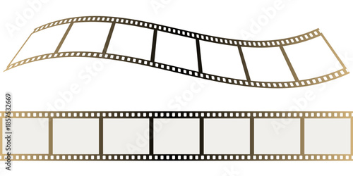ゴールドの映画フィルムのフレーム素材セット