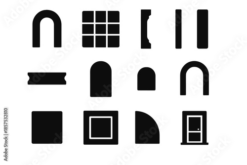 Slab room subtle icons modern vector block panel hallway icon tiny wall