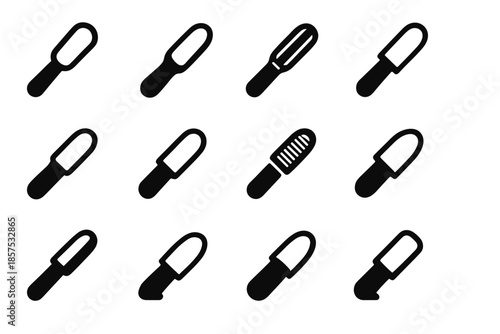 Icon panel slab pet tile body soft file arc front vector nail