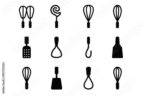 Tiny attachment bar whisk vector icon strip smooth outline spiral narrow icons