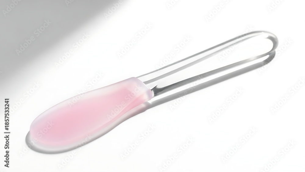 Fototapeta premium Pink lip gloss on applicator wand