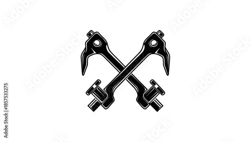 Two crossed vintage car parts engine pistons and connecting rods.