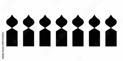 A simple black and white illustration of a picket fence design