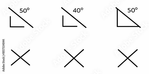 Angles and shapes right acute obtuse triangles and intersecting lines illustration