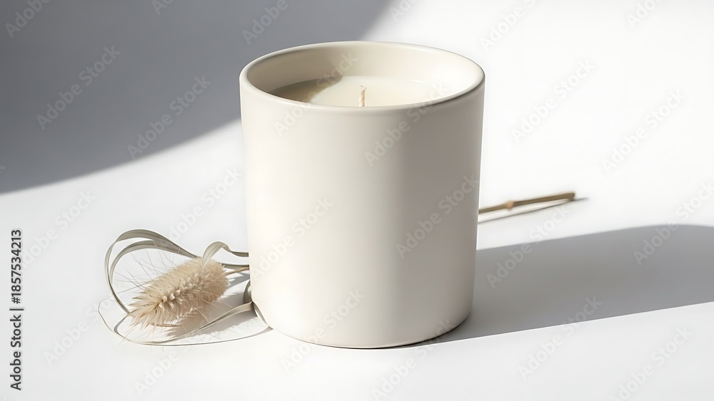 Obraz premium Candle with wick trimmer on white surface