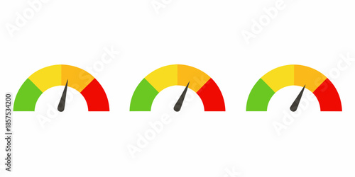 Three colorful arc shaped indicators displaying a gradient of red yellow and green