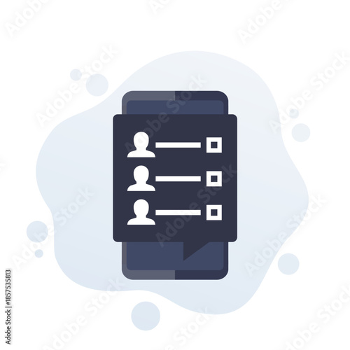 attendees, guest list icon with phone, vector