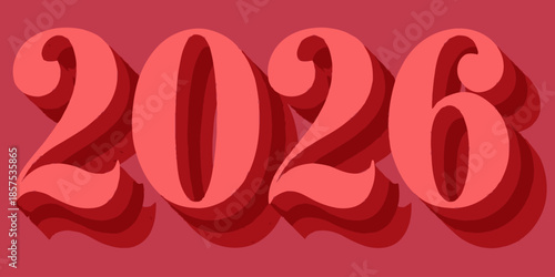 Vibrant 2026 typography on bold red background