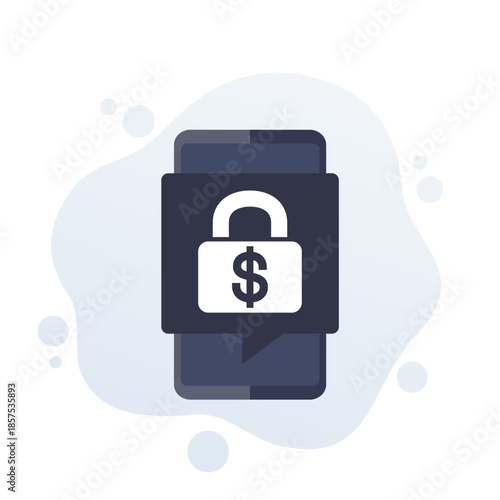 Blocked money account vector icon with a phone